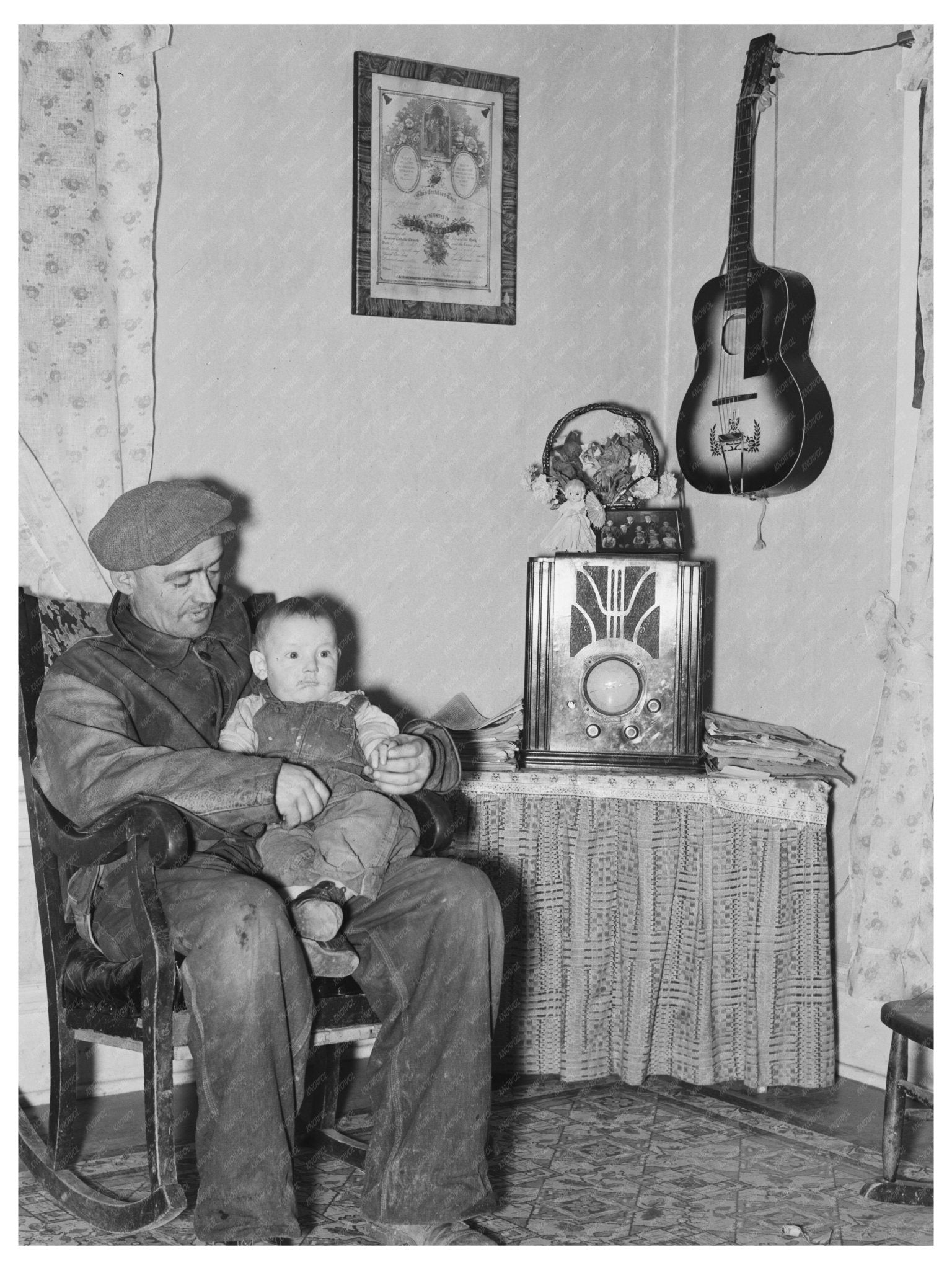 Blaze Gallagher and Son in North Dakota Home 1937 - Available at KNOWOL