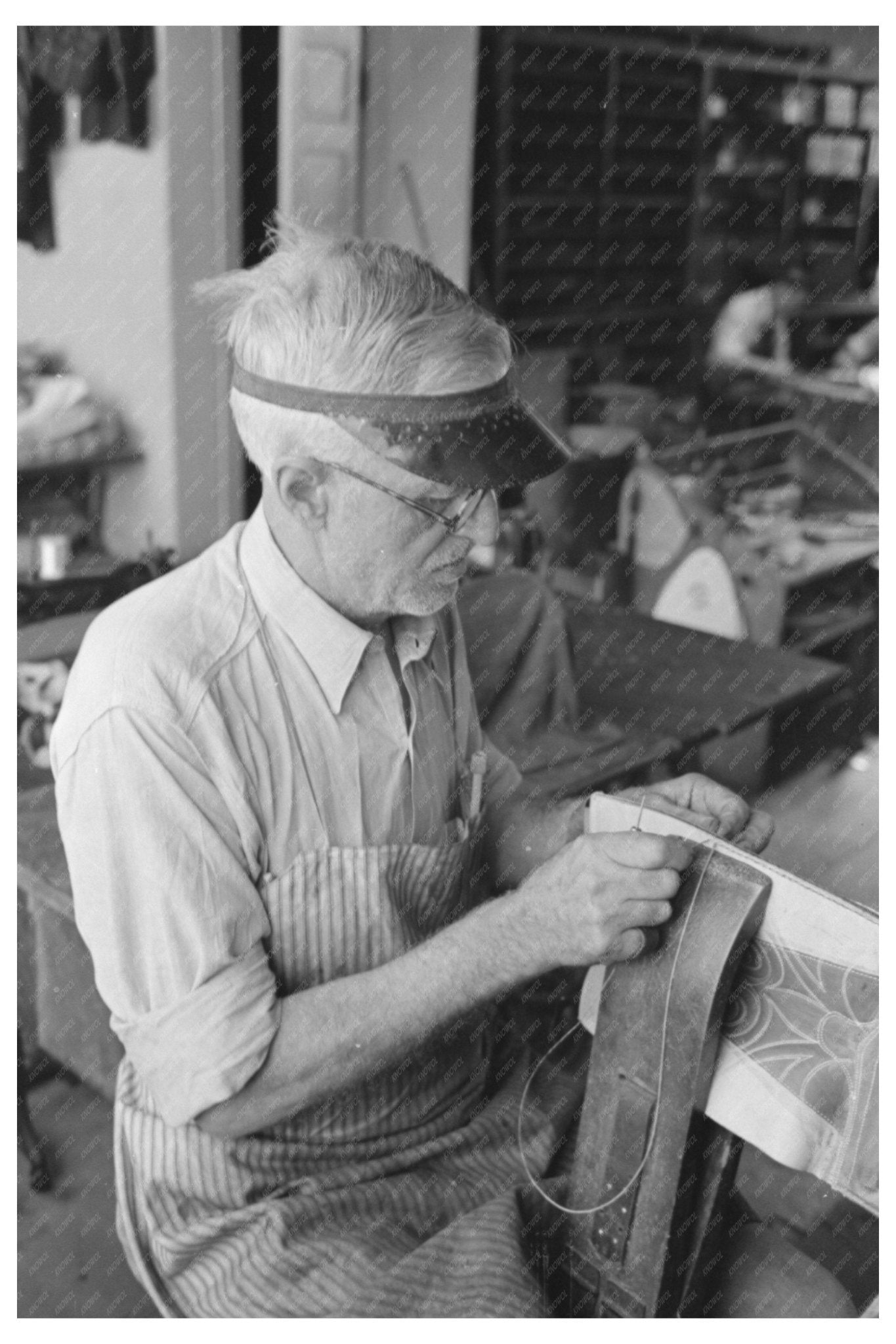 Bootmaking Workers Sewing Uppers in Alpine Texas 1939 - Available at KNOWOL