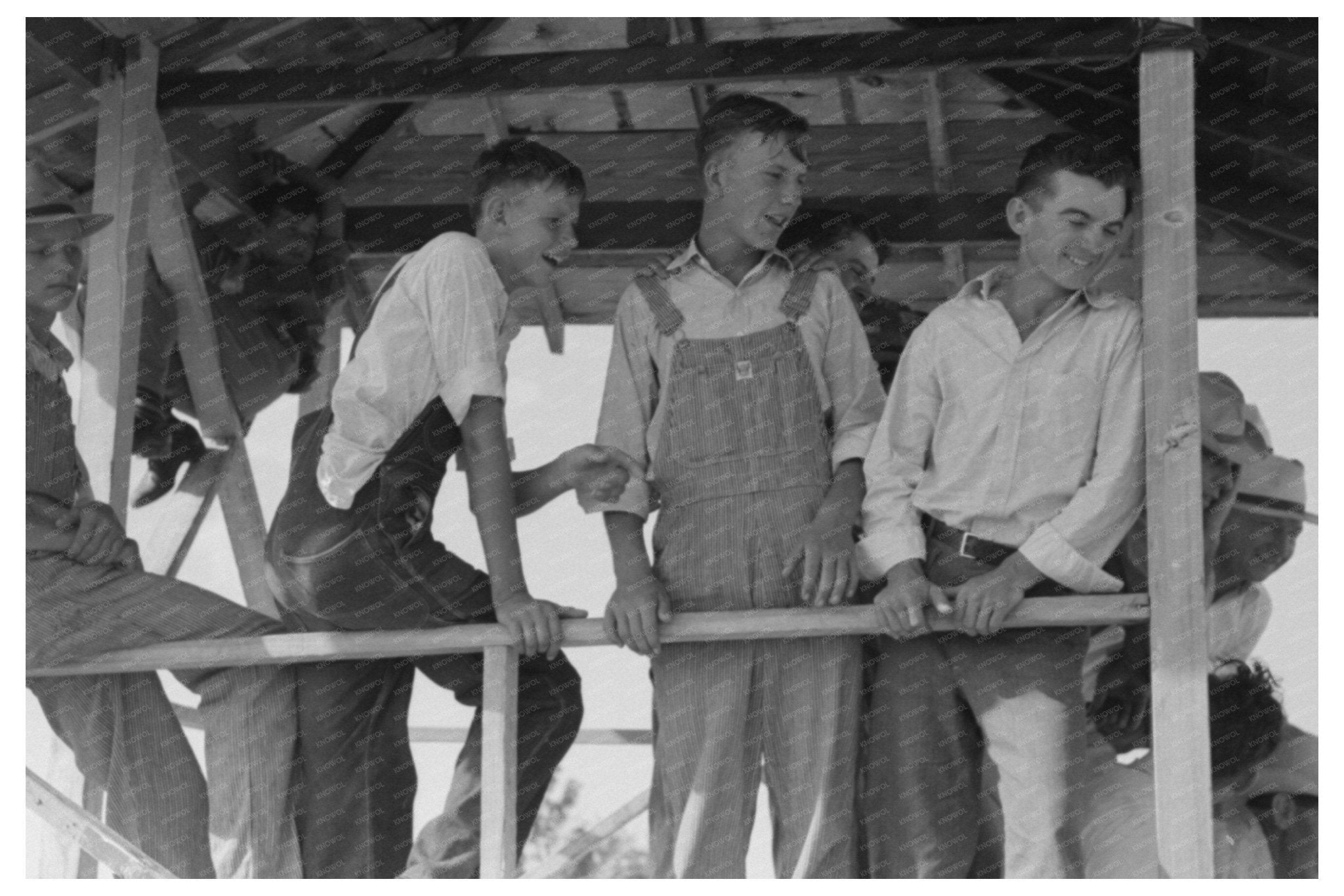 Boys Judging Pie - Eating Contest 4 - H Fair Cimarron 1939 - Available at KNOWOL