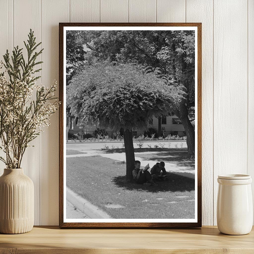 Boys Reading Outdoors in Caldwell Idaho July 1941 - Available at KNOWOL