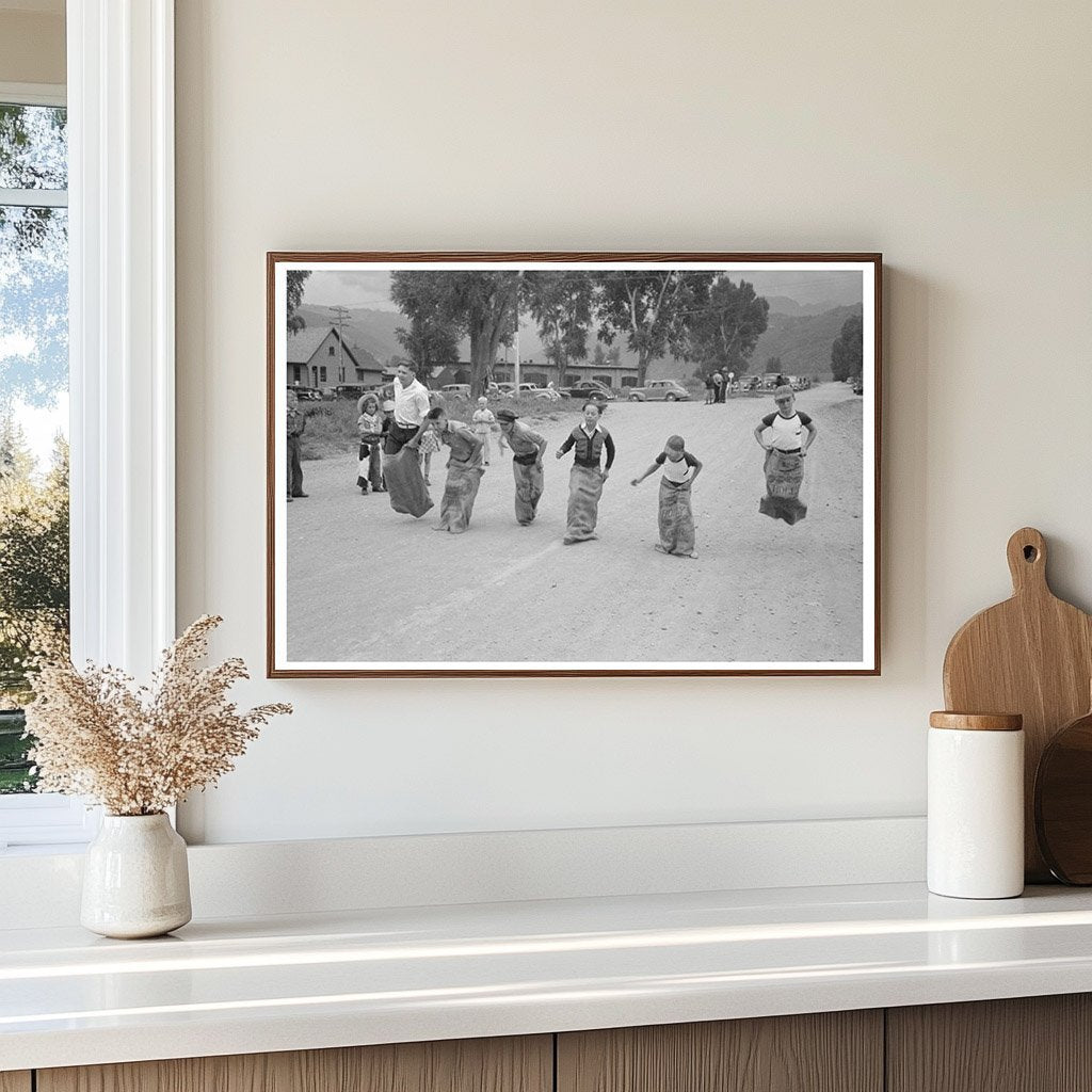 Boys Sack Race at Labor Day Celebration Ridgway 1940 - Available at KNOWOL