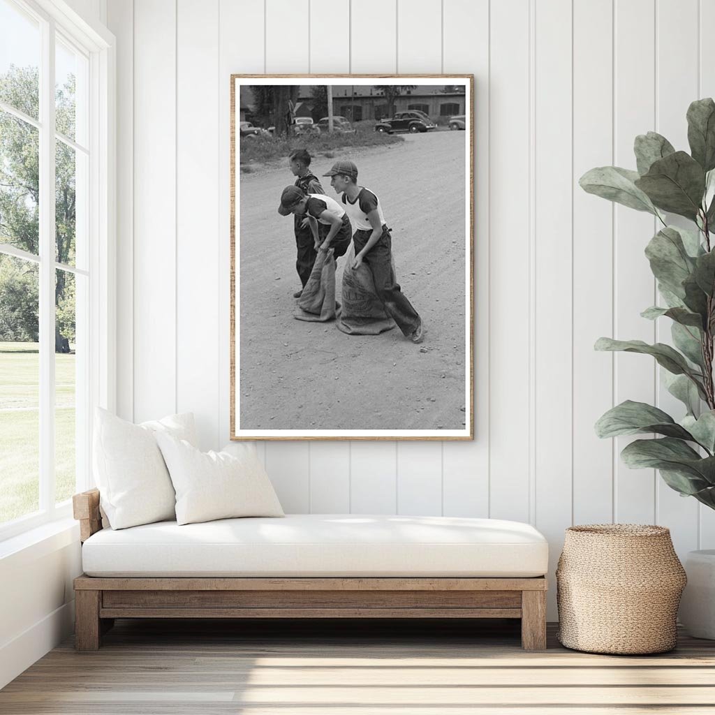 Boys Sack Race Labor Day Celebration Ridgway Colorado 1940 - Available at KNOWOL