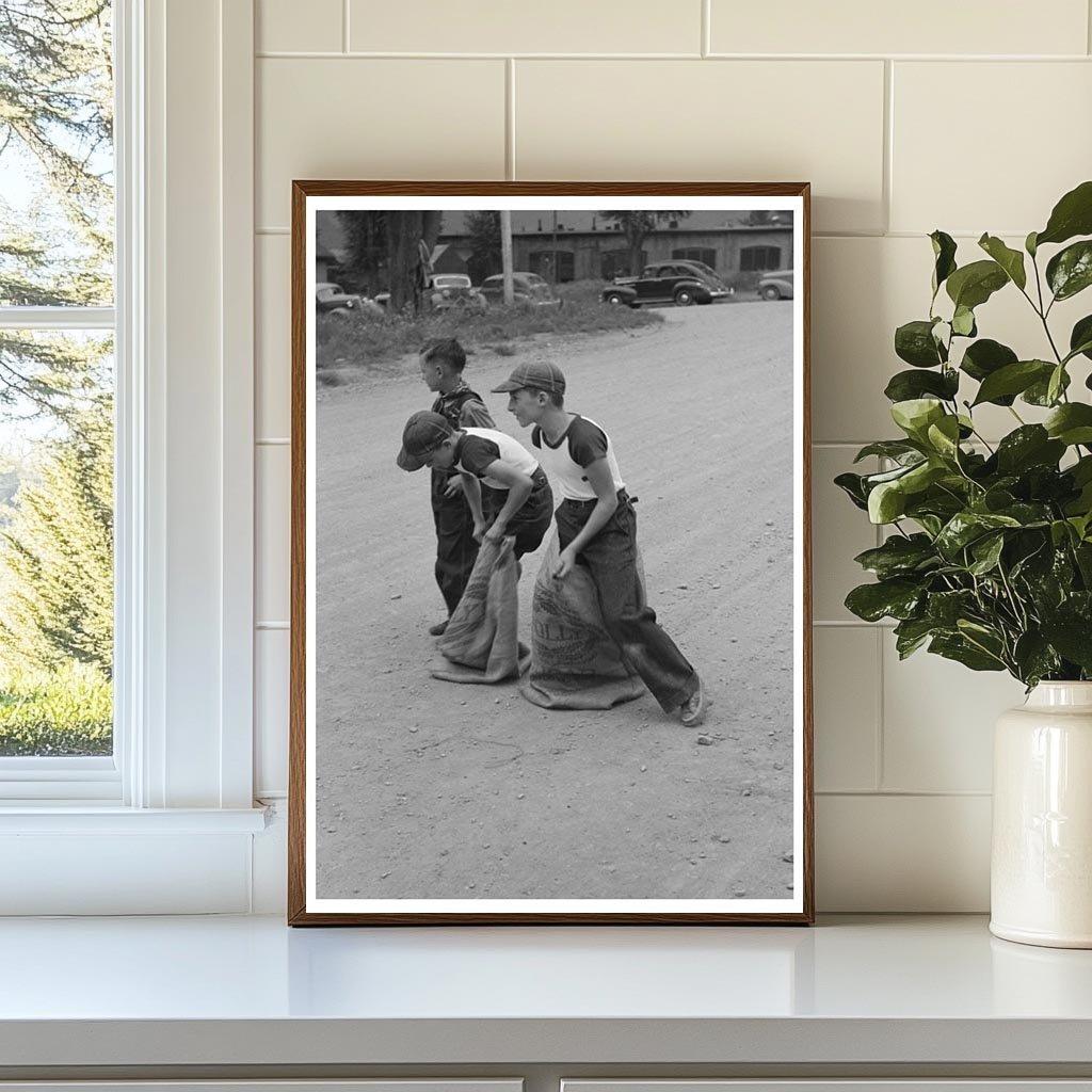 Boys Sack Race Labor Day Celebration Ridgway Colorado 1940 - Available at KNOWOL