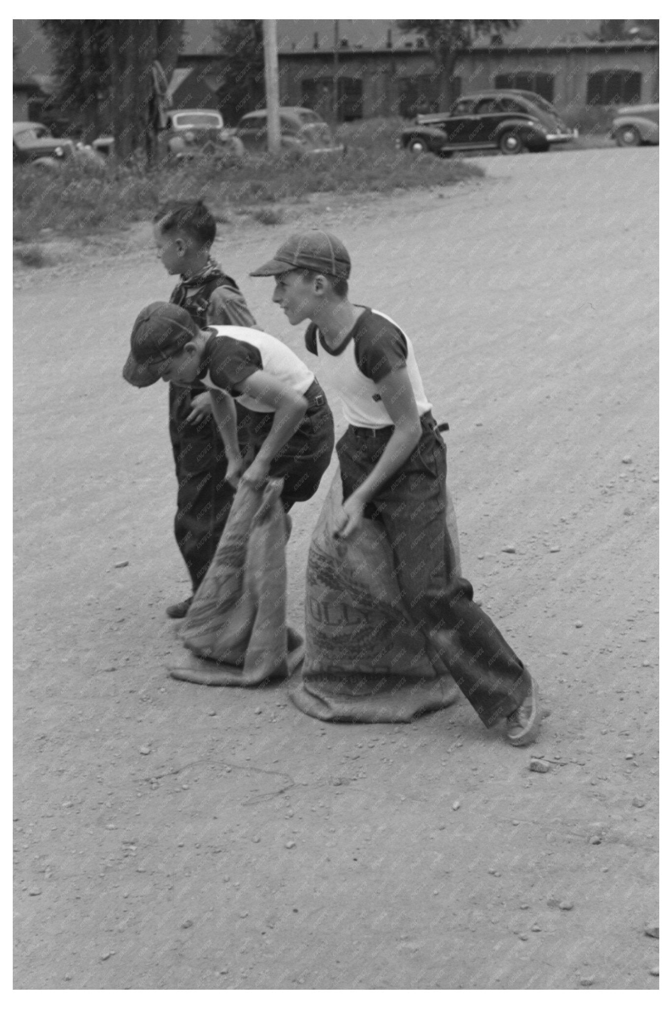 Boys Sack Race Labor Day Celebration Ridgway Colorado 1940 - Available at KNOWOL