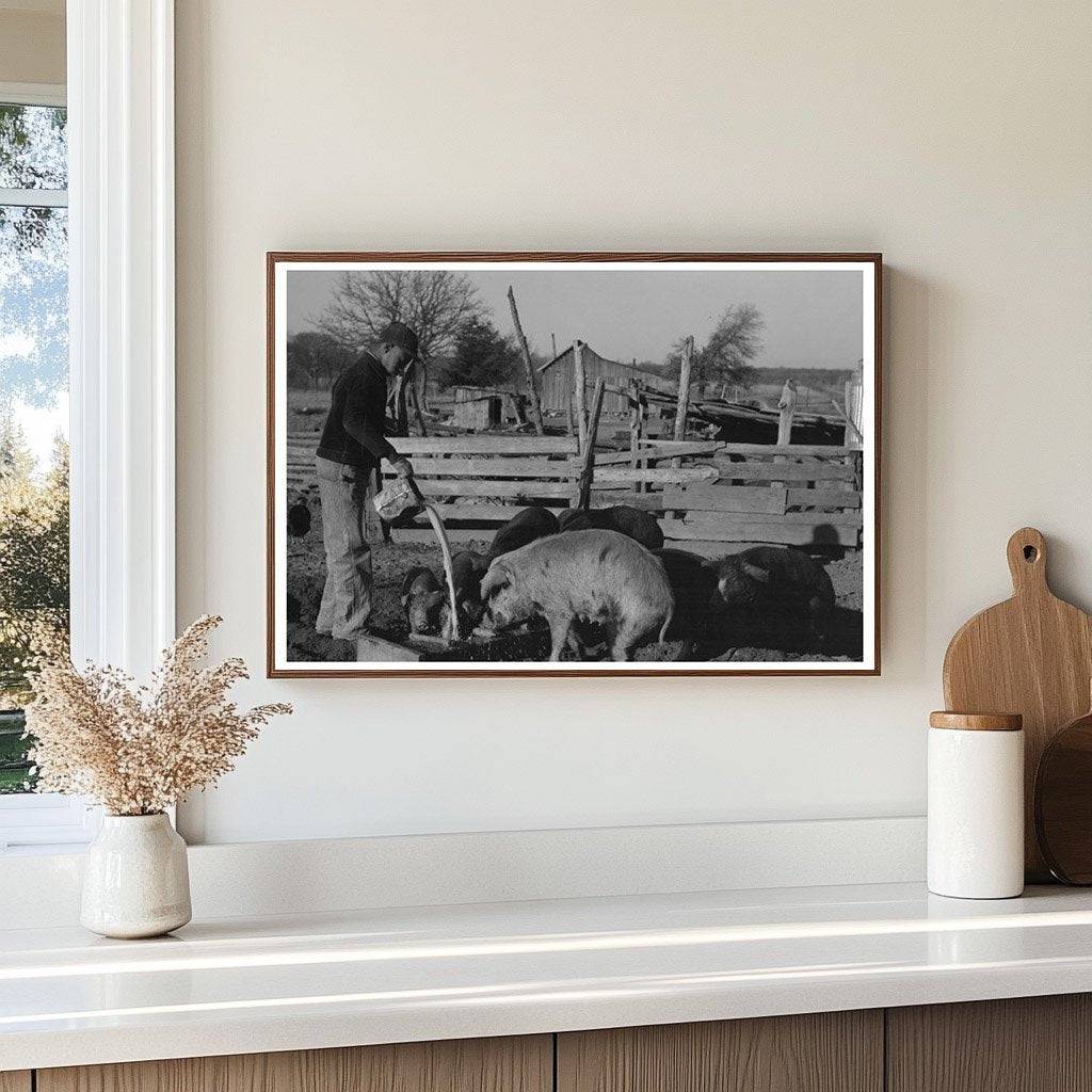 Bran Pouring for Hog Mash at Pomp Halls Farm 1940 - Available at KNOWOL