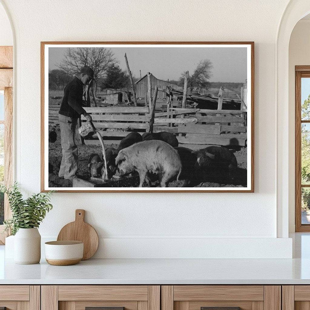 Bran Pouring for Hog Mash at Pomp Halls Farm 1940 - Available at KNOWOL