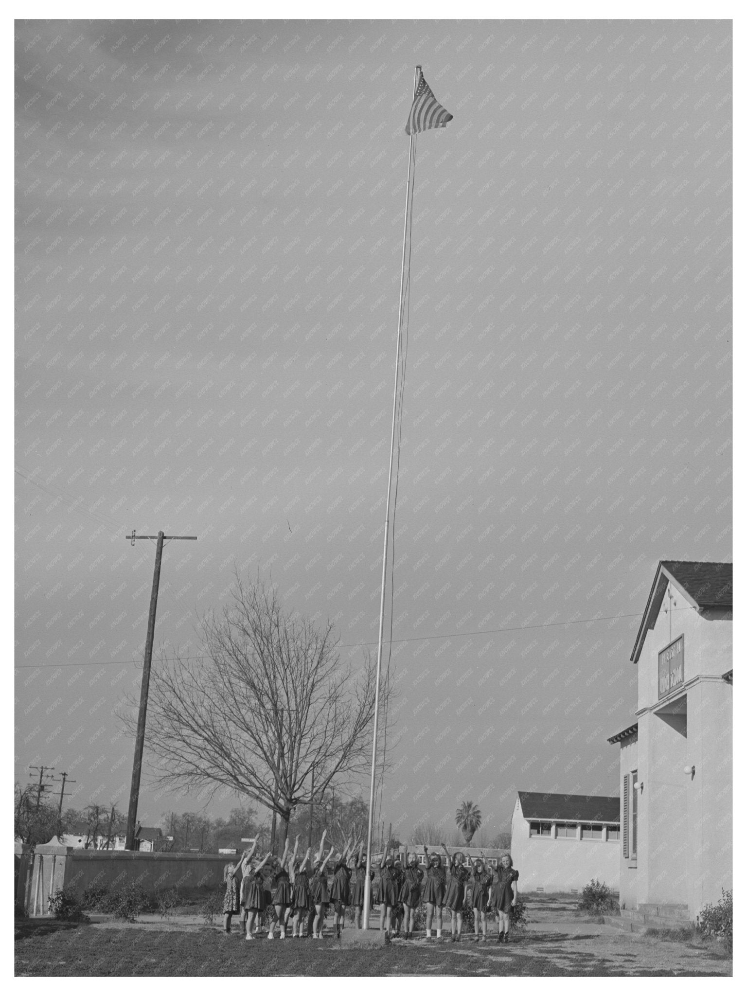 Brownie Girl Scouts Saluting Flag Tulare County 1942 - Available at KNOWOL