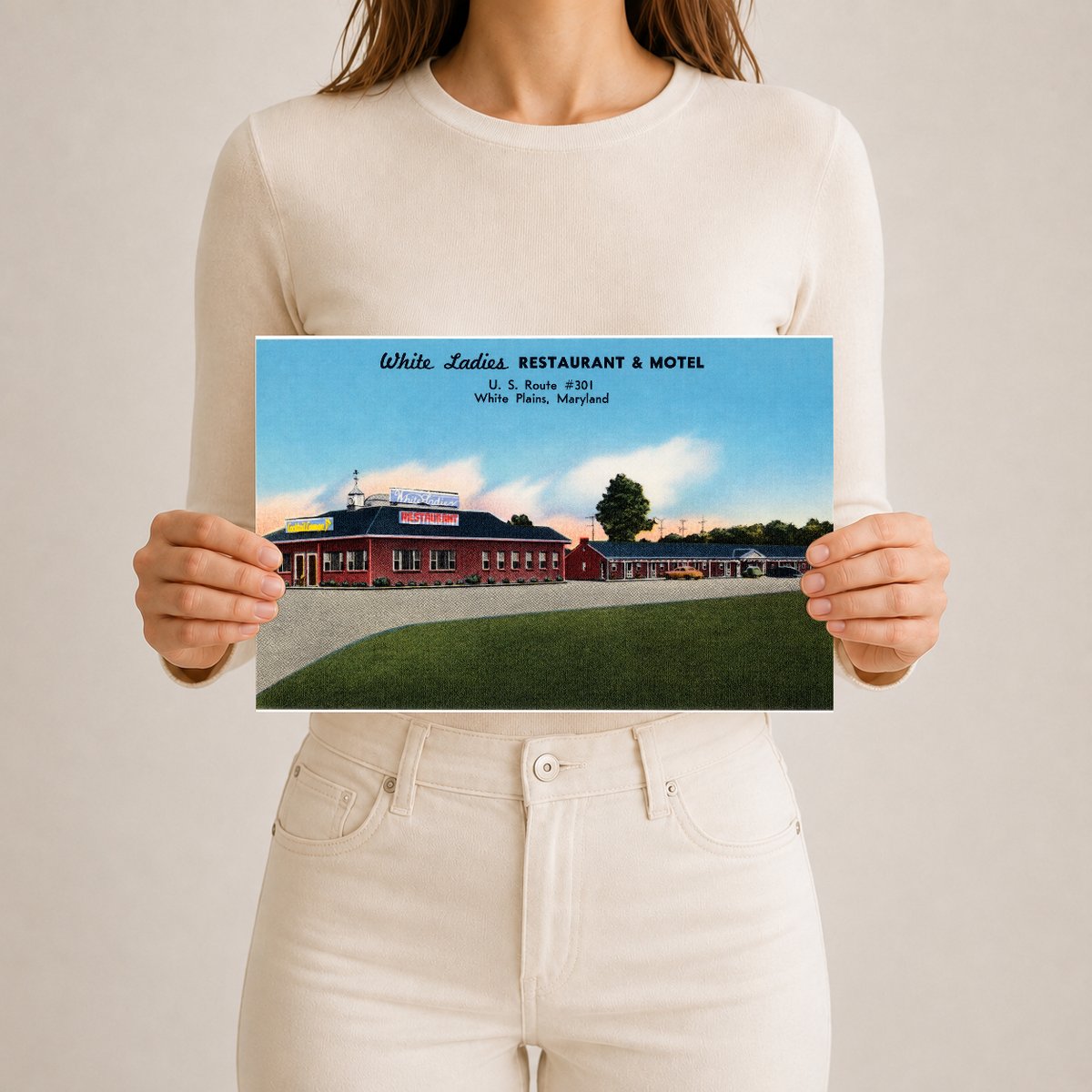 White Ladies Restaurant & Motel, U. S. Route #301, White Plains, Maryland — Vintage Maryland Postcard