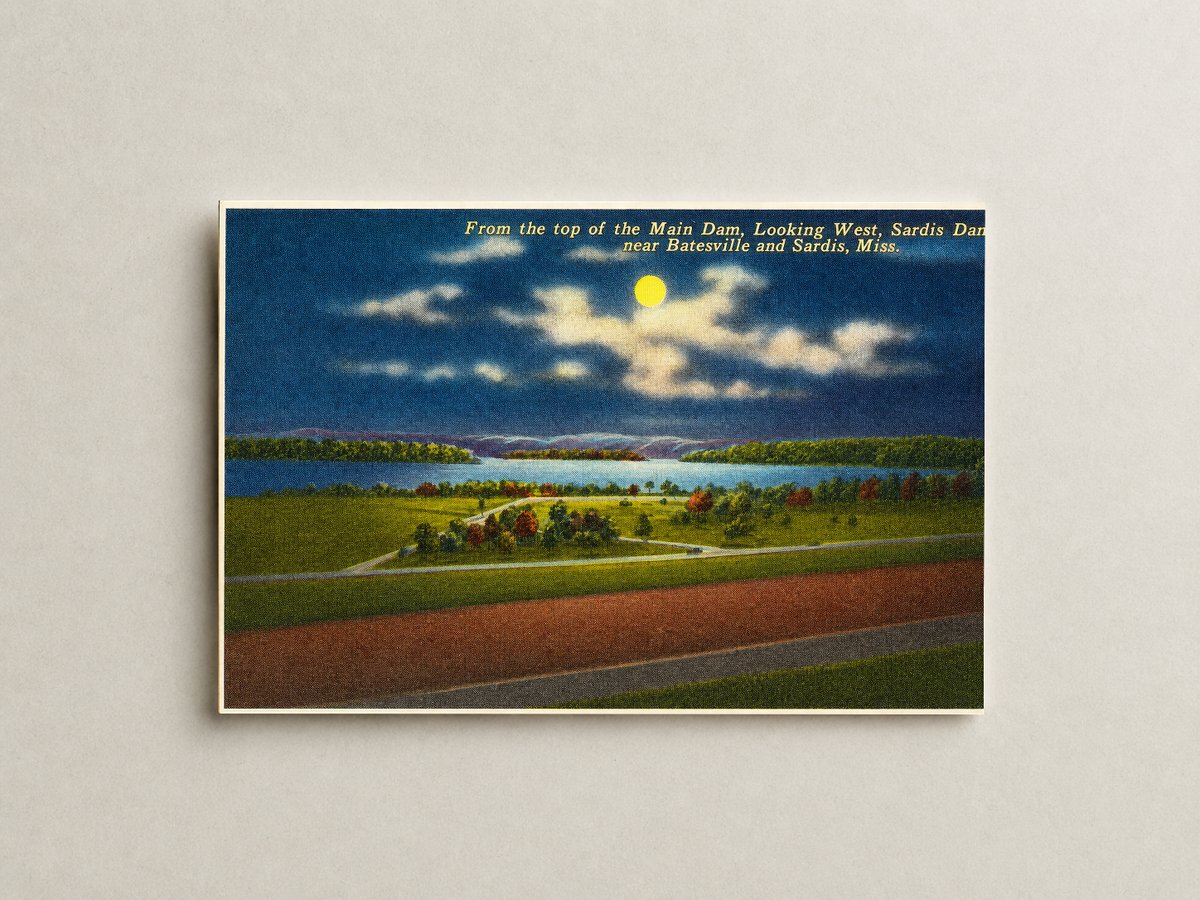 Sardis Lake, MS: From the top of the main dam, looking West, Sardis Dam, near Batesville and Sardis