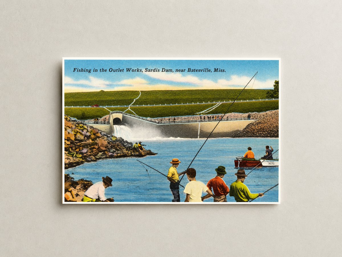Sardis Lake, MS: Fishing in the outlet works, Sardis Dam, near Batesville