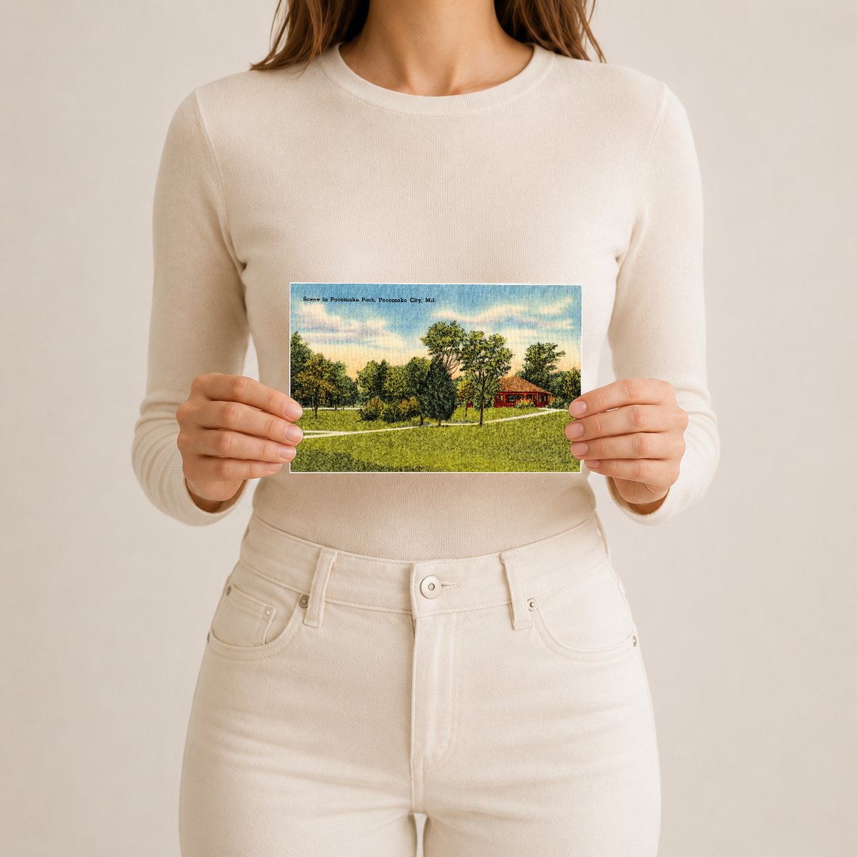 Scene in Pocomoke Park, Pocomoke City, MD — Vintage Maryland Postcard