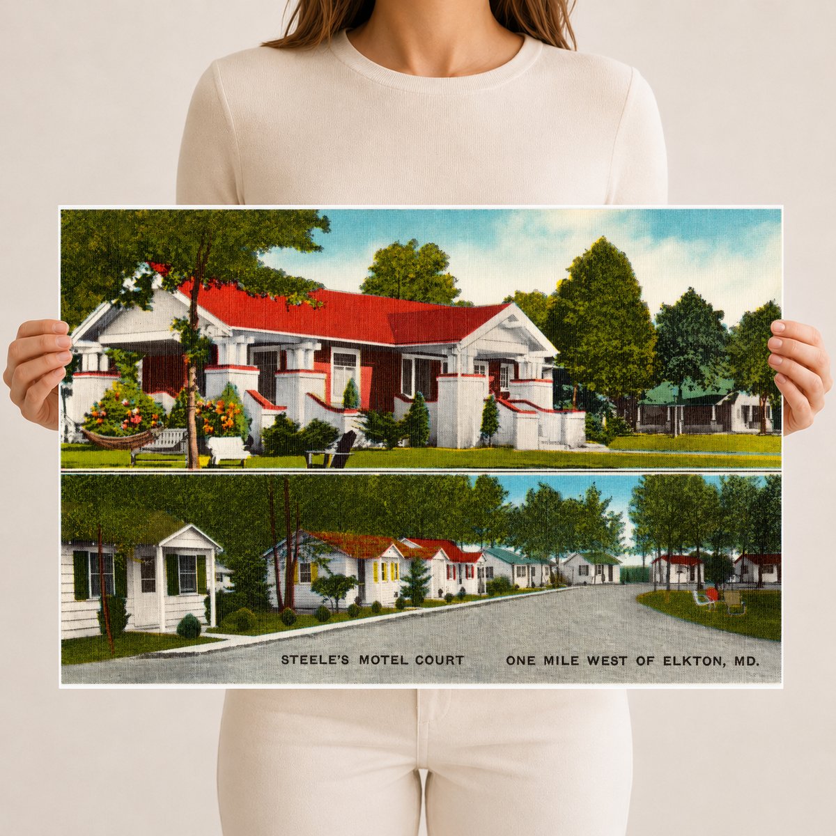 Steele's Motel Court, one mile west of Elkton, MD — Vintage Maryland Postcard