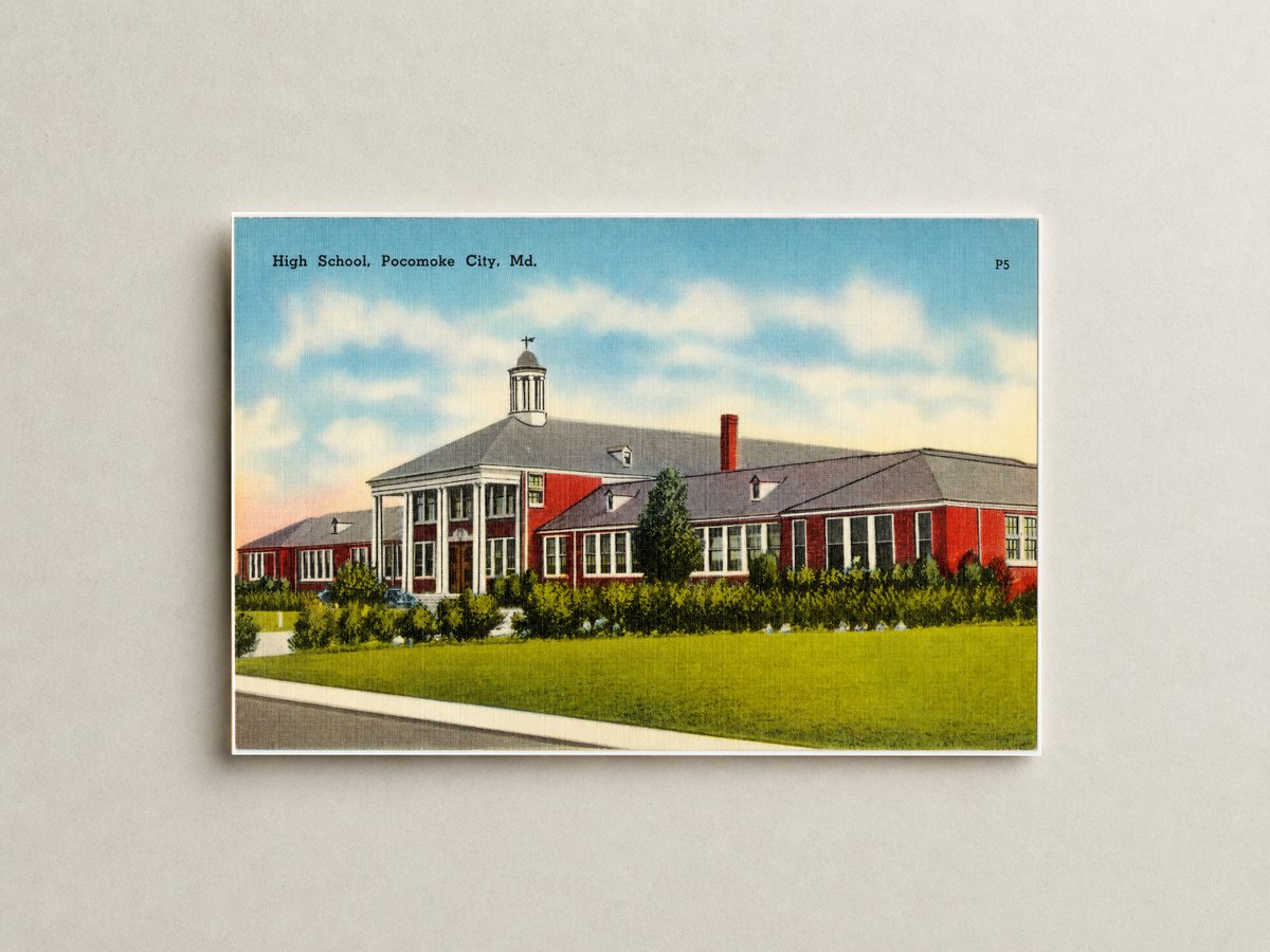 High school, Pocomoke City, MD — Vintage Maryland Postcard
