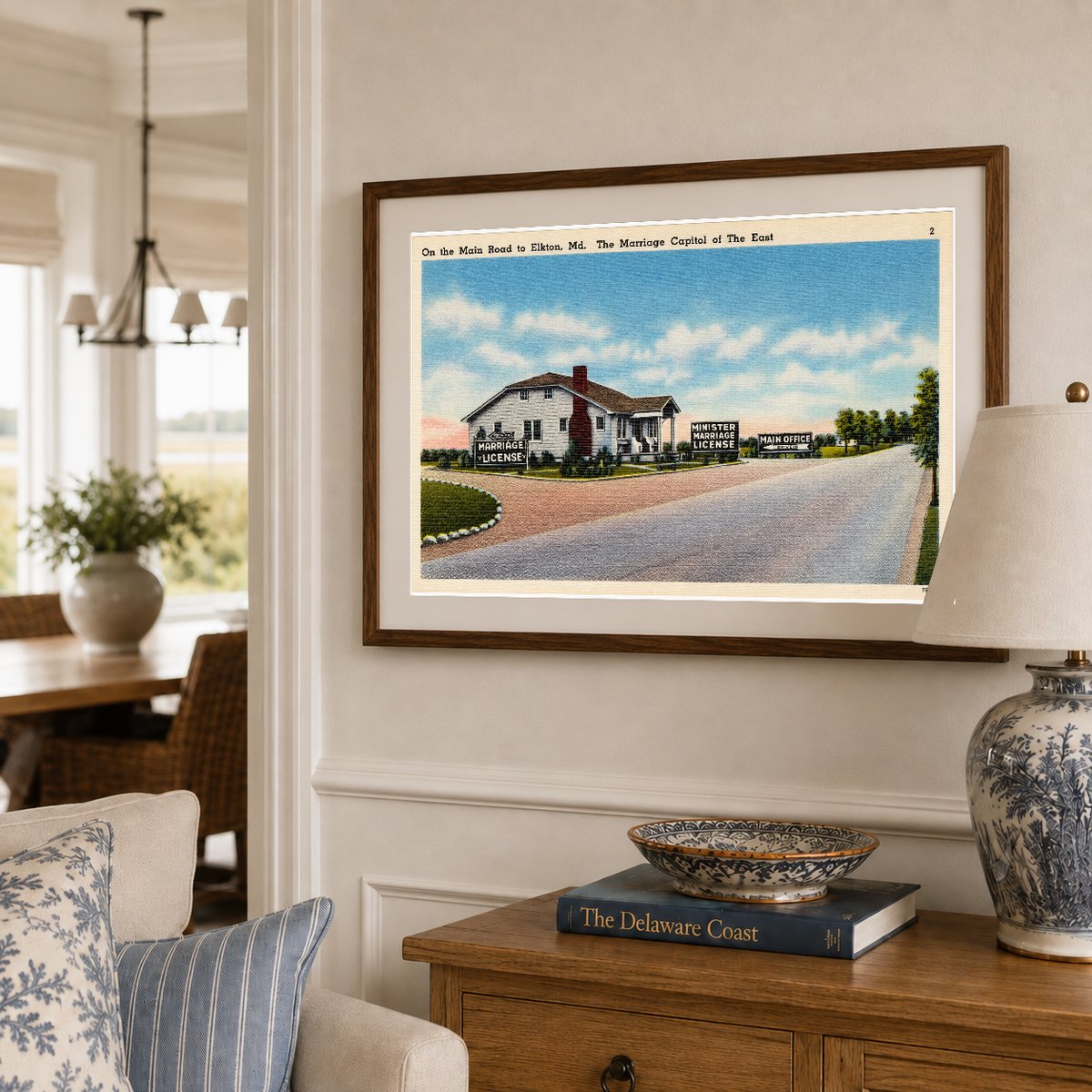 On the main road to Elkton, MD, the marriage capitol of the east — Vintage Maryland Postcard