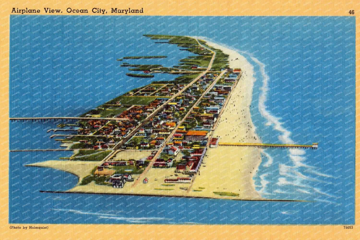 Airplane view, Ocean City, Maryland — Vintage Maryland Postcard