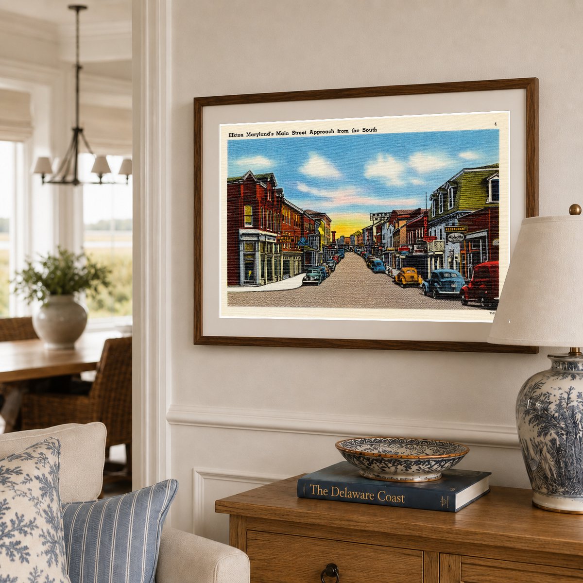 Elkton Maryland's Main Street approach from the South — Vintage Maryland Postcard
