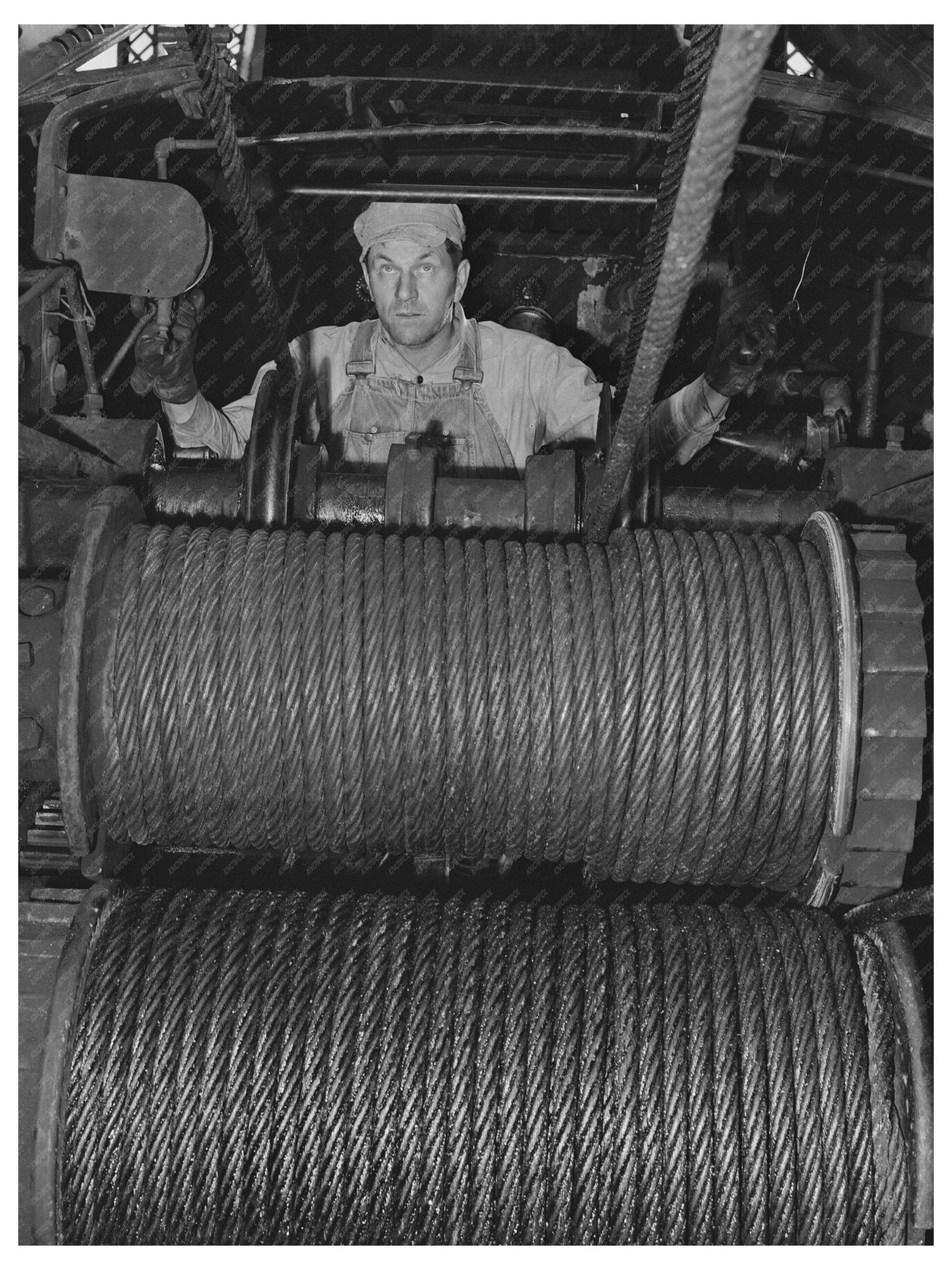 Cable Car Support Cables at Shasta Dam December 1941 - Available at KNOWOL
