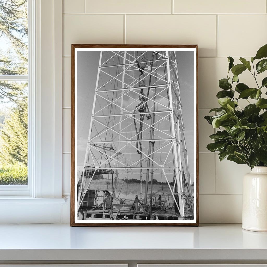 Cable Tool Driller at Oil Well Saint Louis Oklahoma 1939 - Available at KNOWOL