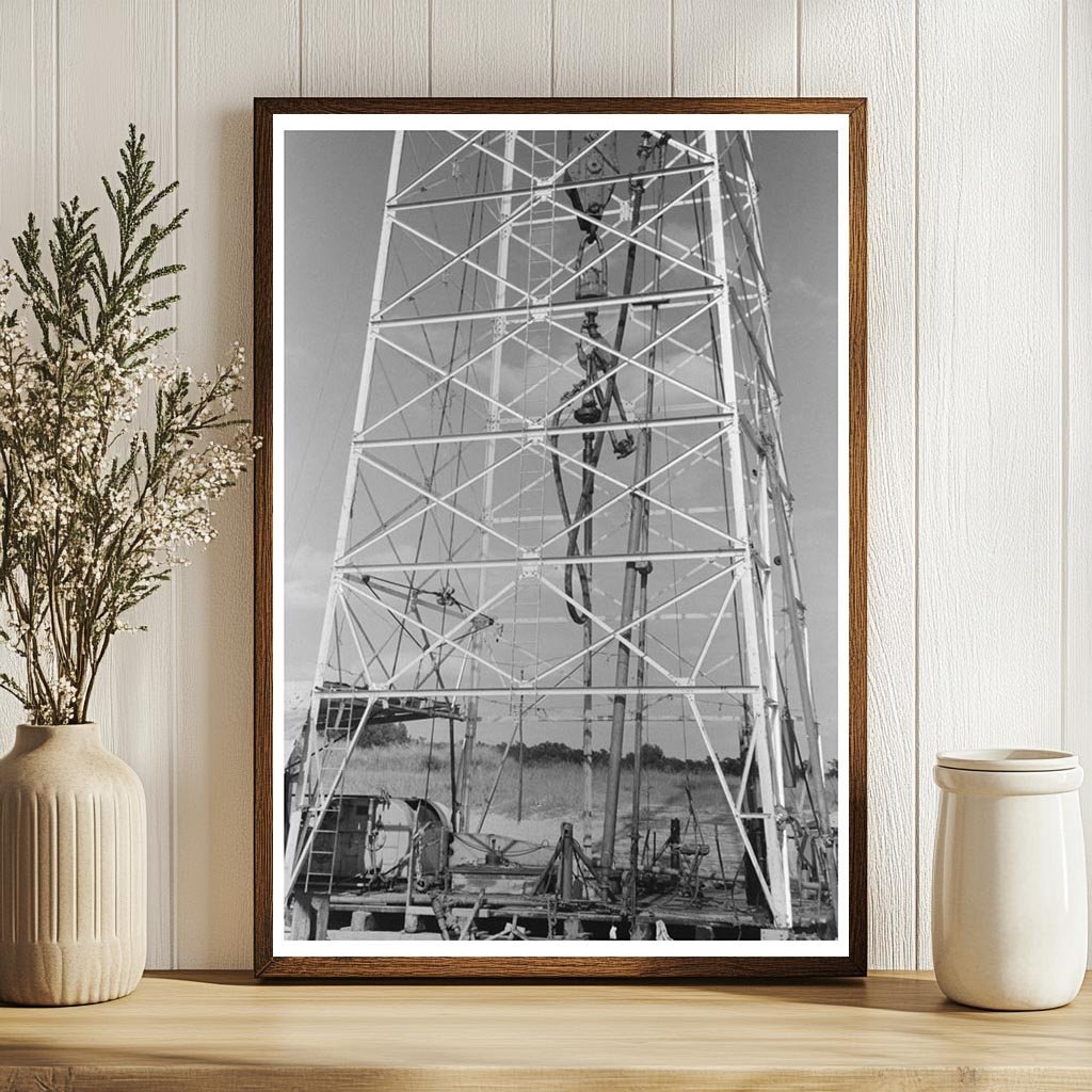 Cable Tool Driller at Oil Well Saint Louis Oklahoma 1939 - Available at KNOWOL