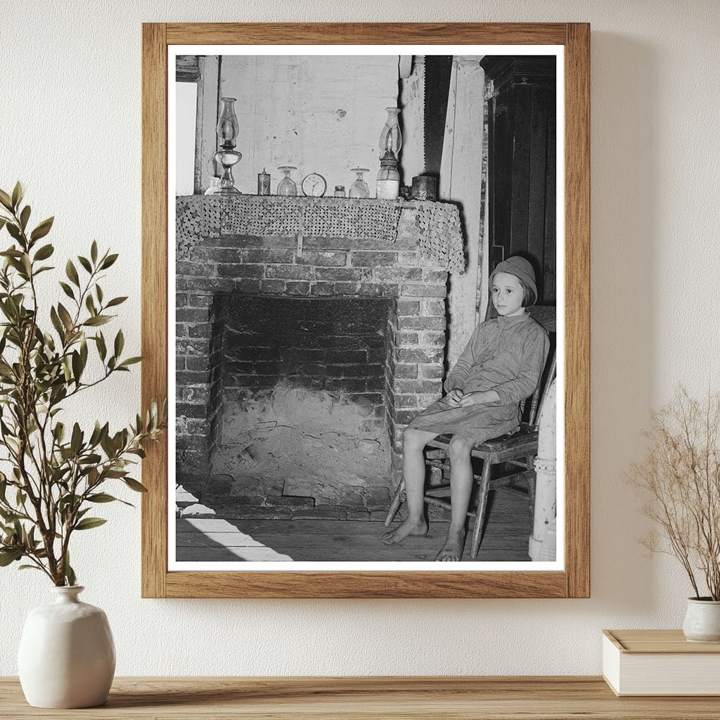 Cajun Girl by Fireplace October 1938 New Iberia Louisiana - Available at KNOWOL