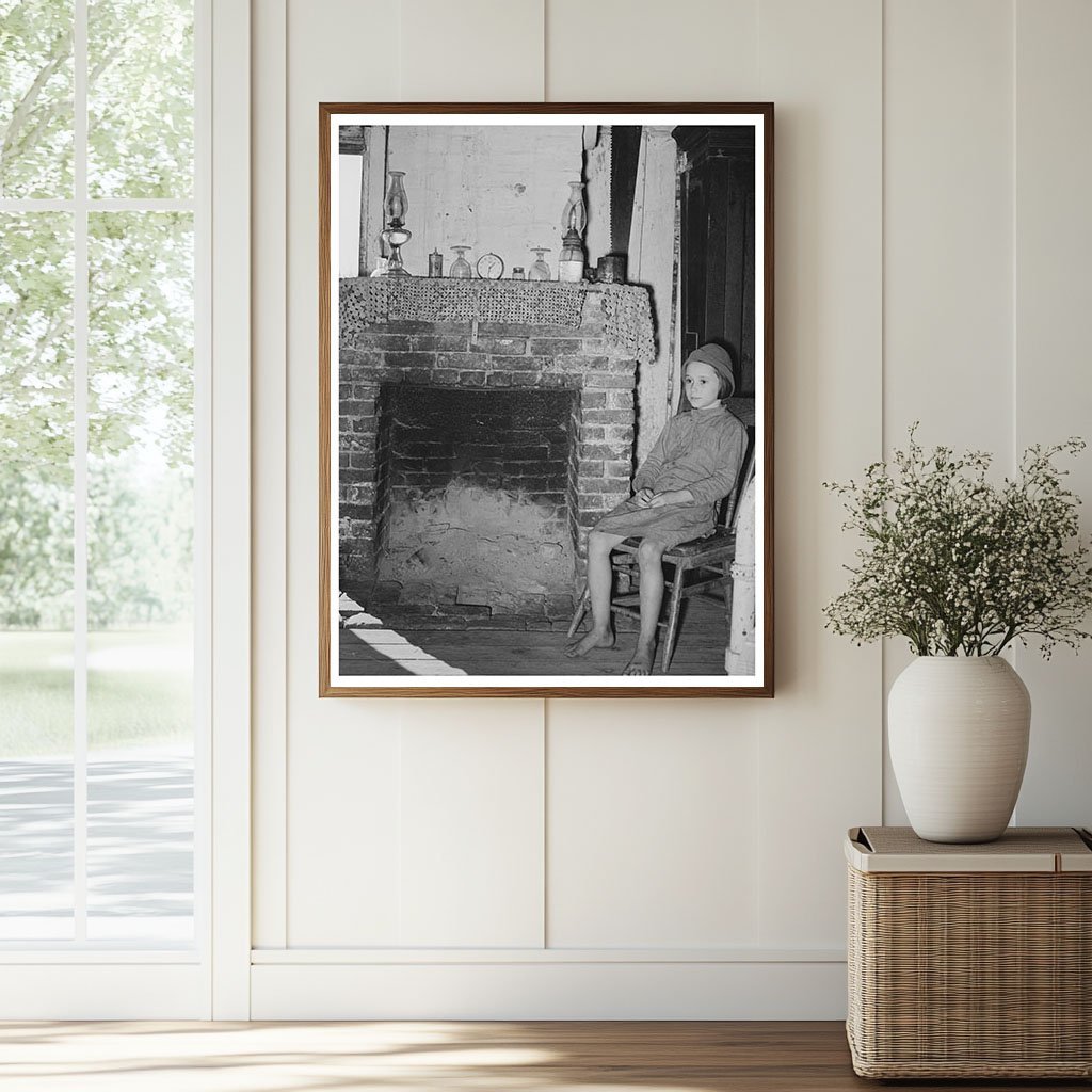 Cajun Girl by Fireplace October 1938 New Iberia Louisiana - Available at KNOWOL