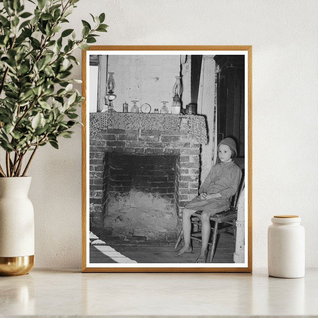 Cajun Girl by Fireplace October 1938 New Iberia Louisiana - Available at KNOWOL