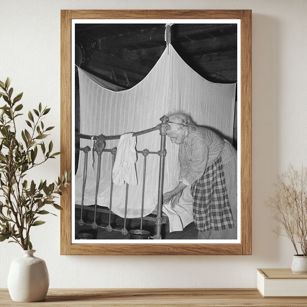 Cajun Woman Tucking Mosquito Bar Crowley Louisiana 1938 - Available at KNOWOL