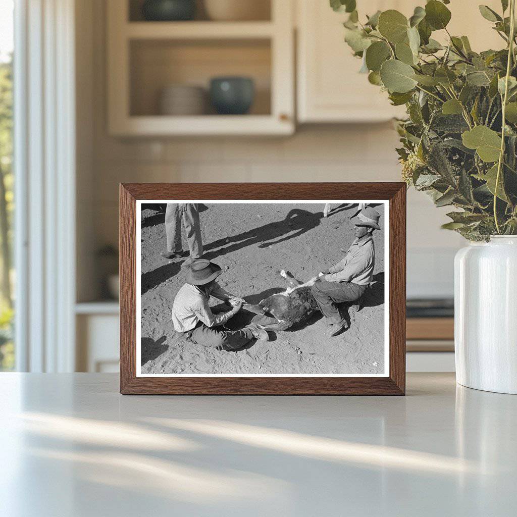 Calf Handling Methods at Walking X Ranch May 1939 - Available at KNOWOL