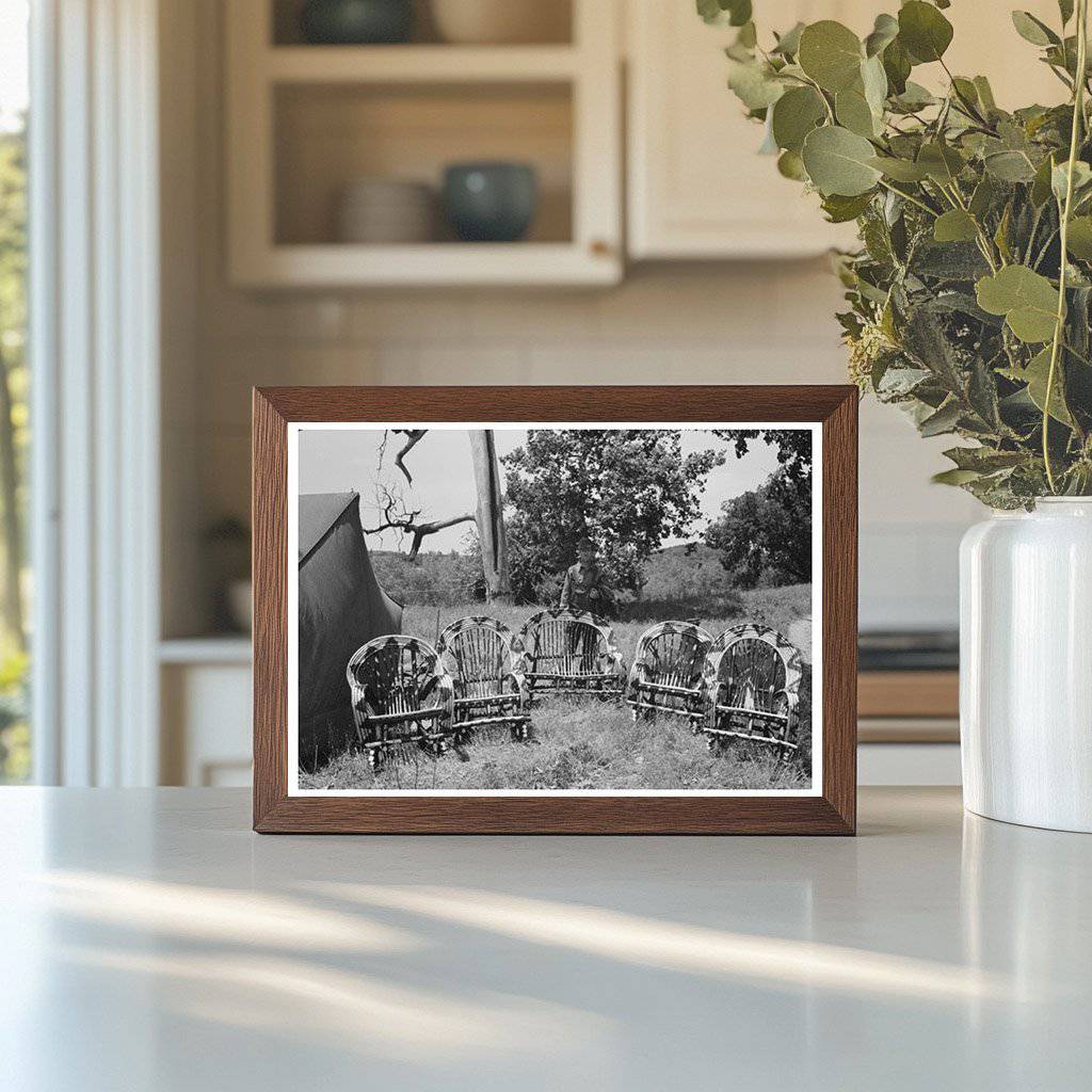 Cane Furniture Maker in Wagoner County Oklahoma 1939 - Available at KNOWOL