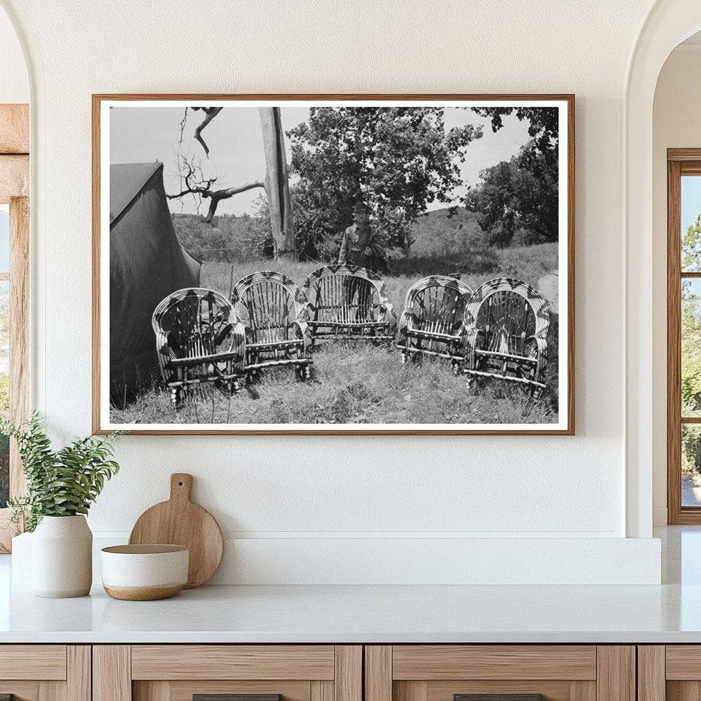 Cane Furniture Maker in Wagoner County Oklahoma 1939 - Available at KNOWOL