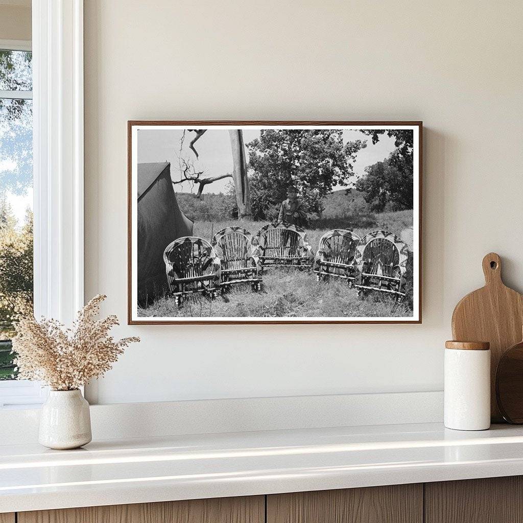 Cane Furniture Maker in Wagoner County Oklahoma 1939 - Available at KNOWOL