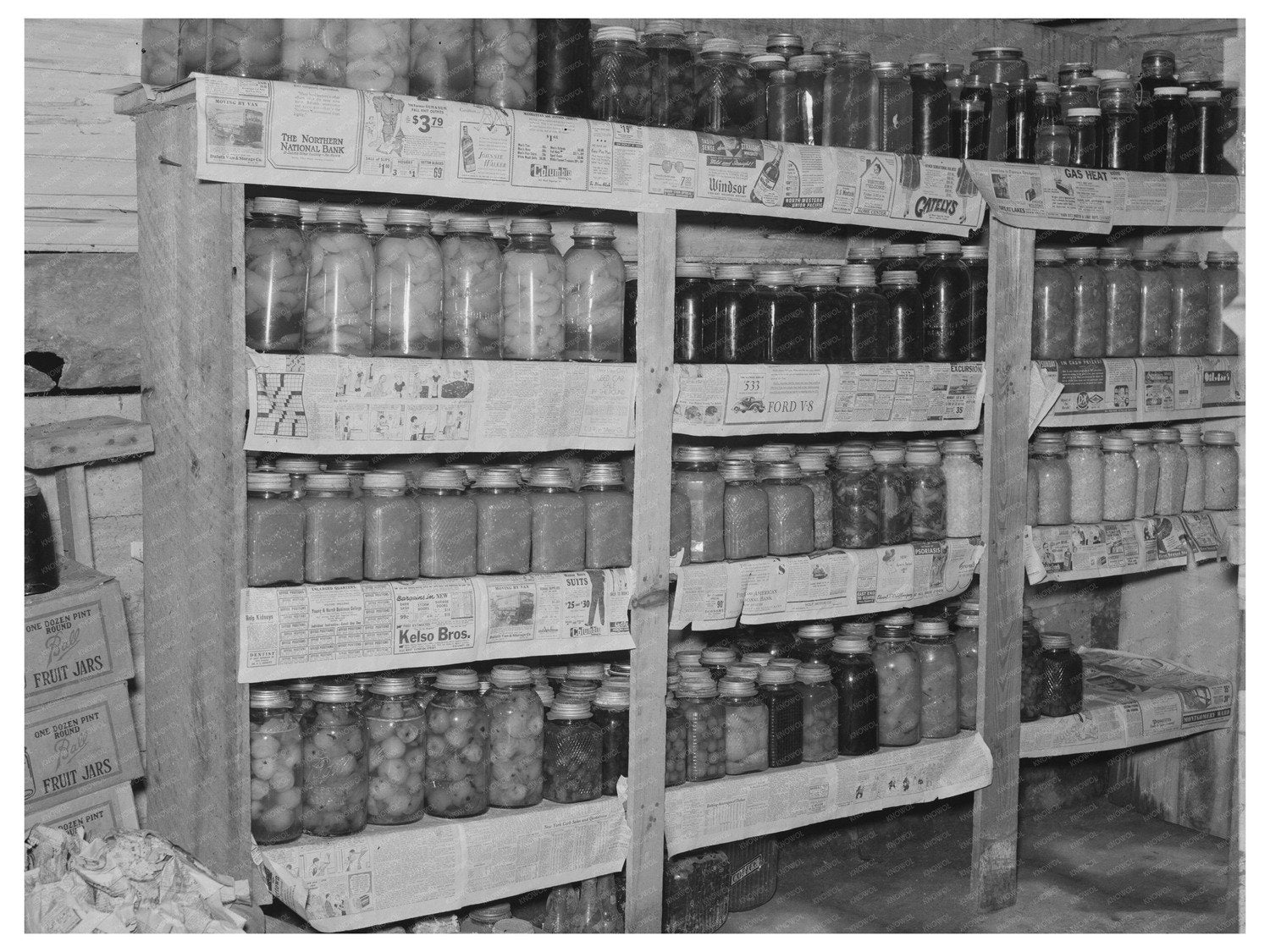 Canned Fruits and Vegetables in 1937 Cellar Minnesota - Available at KNOWOL