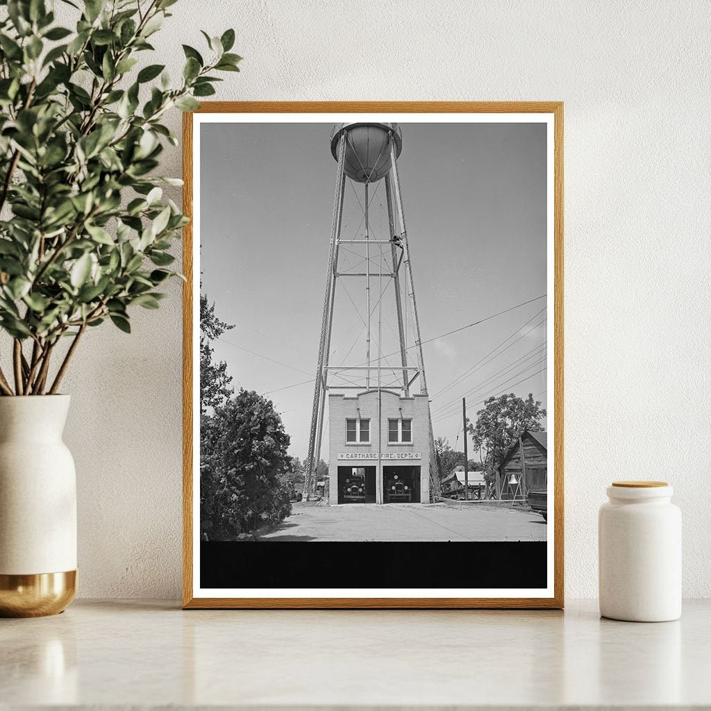 Carthage Texas Fire Station and Water Tank 1939 - Available at KNOWOL