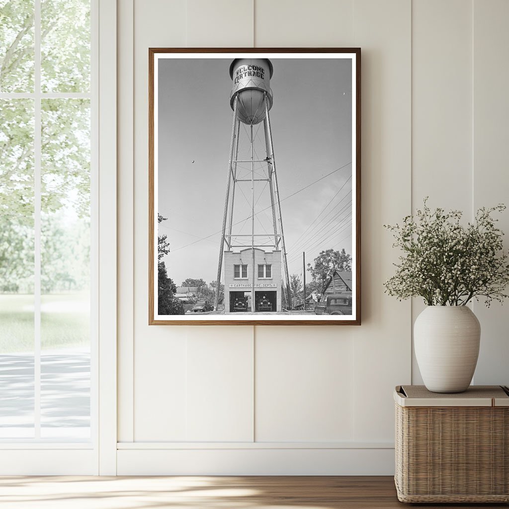 Carthage Texas Fire Station and Water Tank April 1939 - Available at KNOWOL