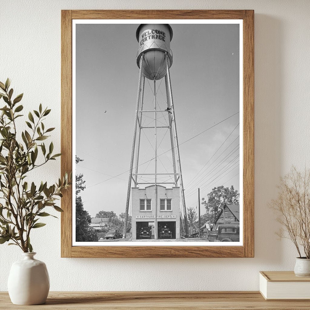 Carthage Texas Fire Station and Water Tank April 1939 - Available at KNOWOL