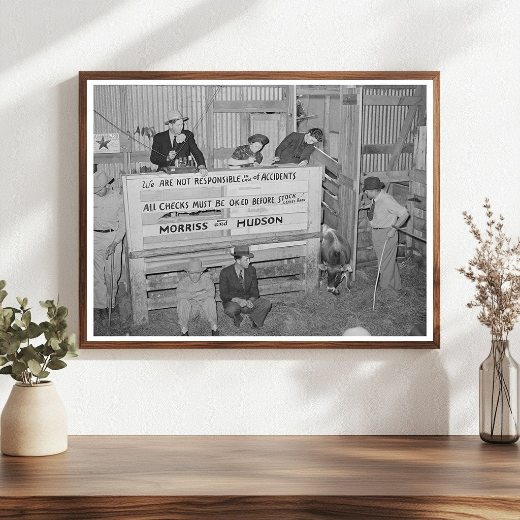 Cattle Auction Barn Scene San Augustine Texas April 1939 - Available at KNOWOL