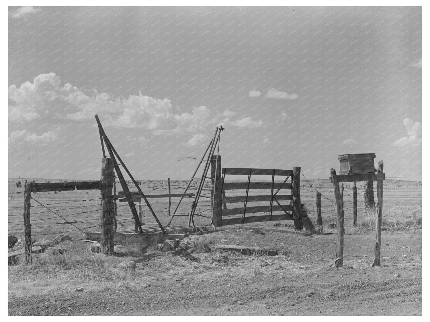 Cattle Guard Gate and Mailbox Walking X Ranch 1939 - Available at KNOWOL