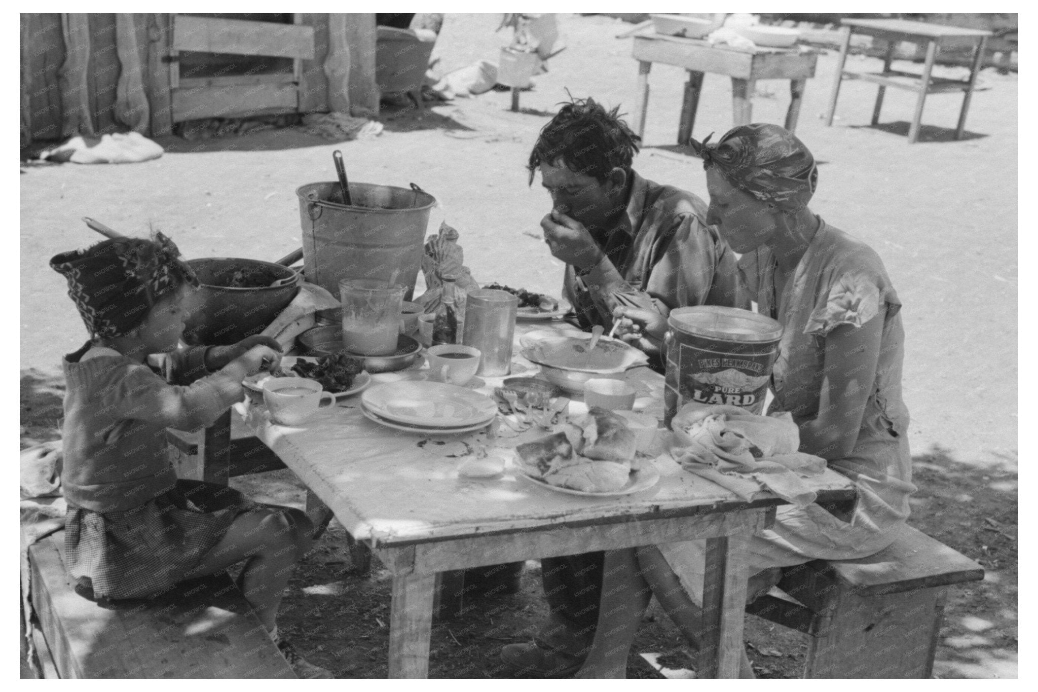 Caudill Family Outdoor Dining in Pie Town New Mexico 1940 - Available at KNOWOL