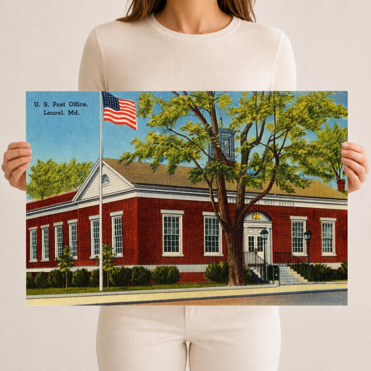 U. S. Post Office, Laurel, MD — Vintage Maryland Postcard
