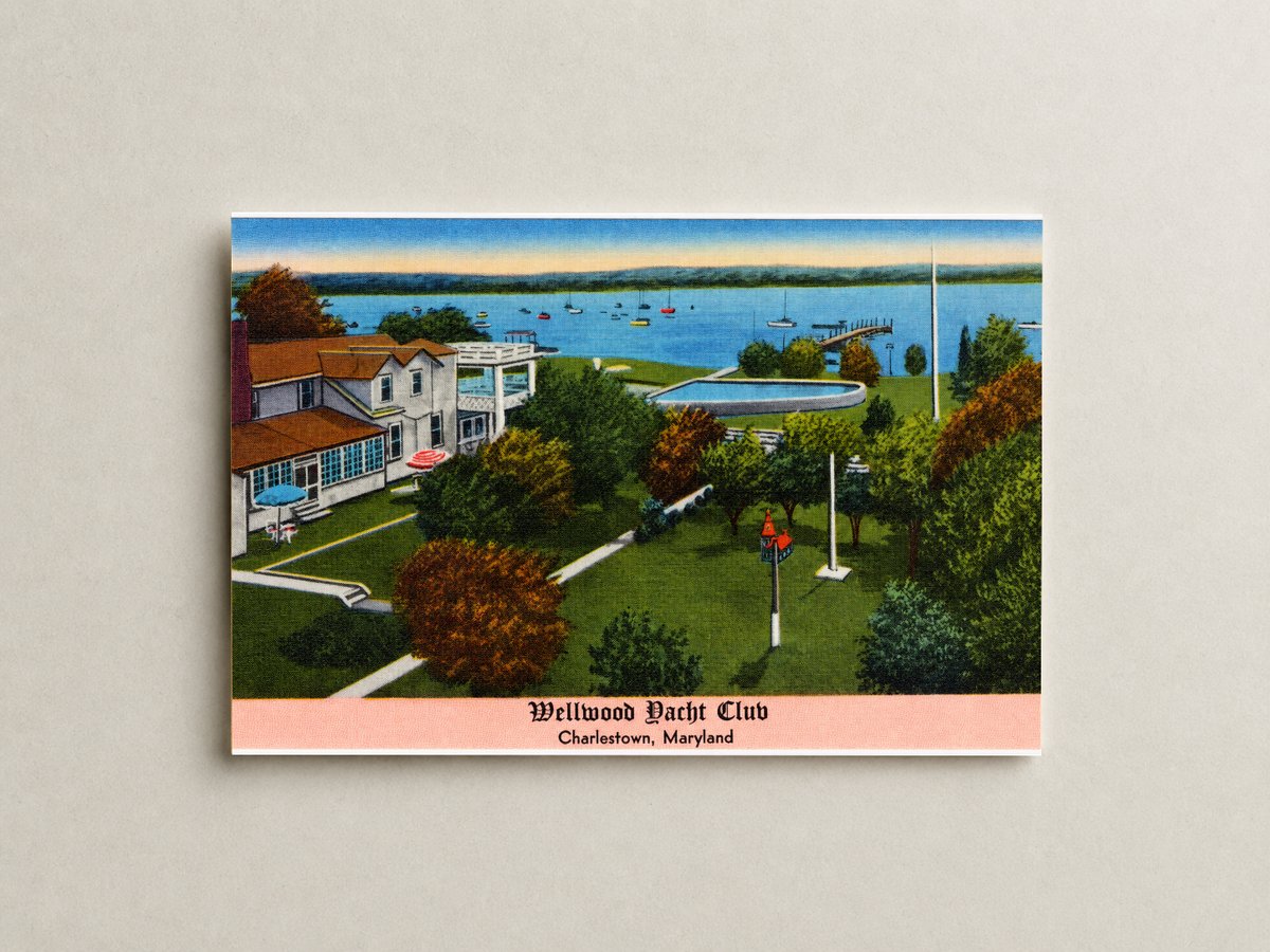 Wellwood Yacht Club, Charlestown, Maryland — Vintage Maryland Postcard