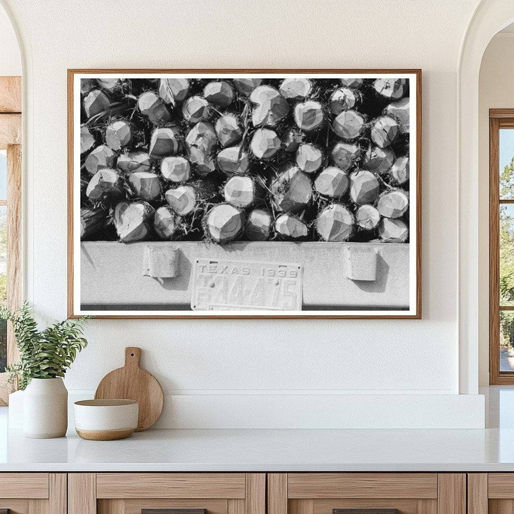 Cedar Fence Posts Loaded on Truck Clifton Texas 1939 - Available at KNOWOL