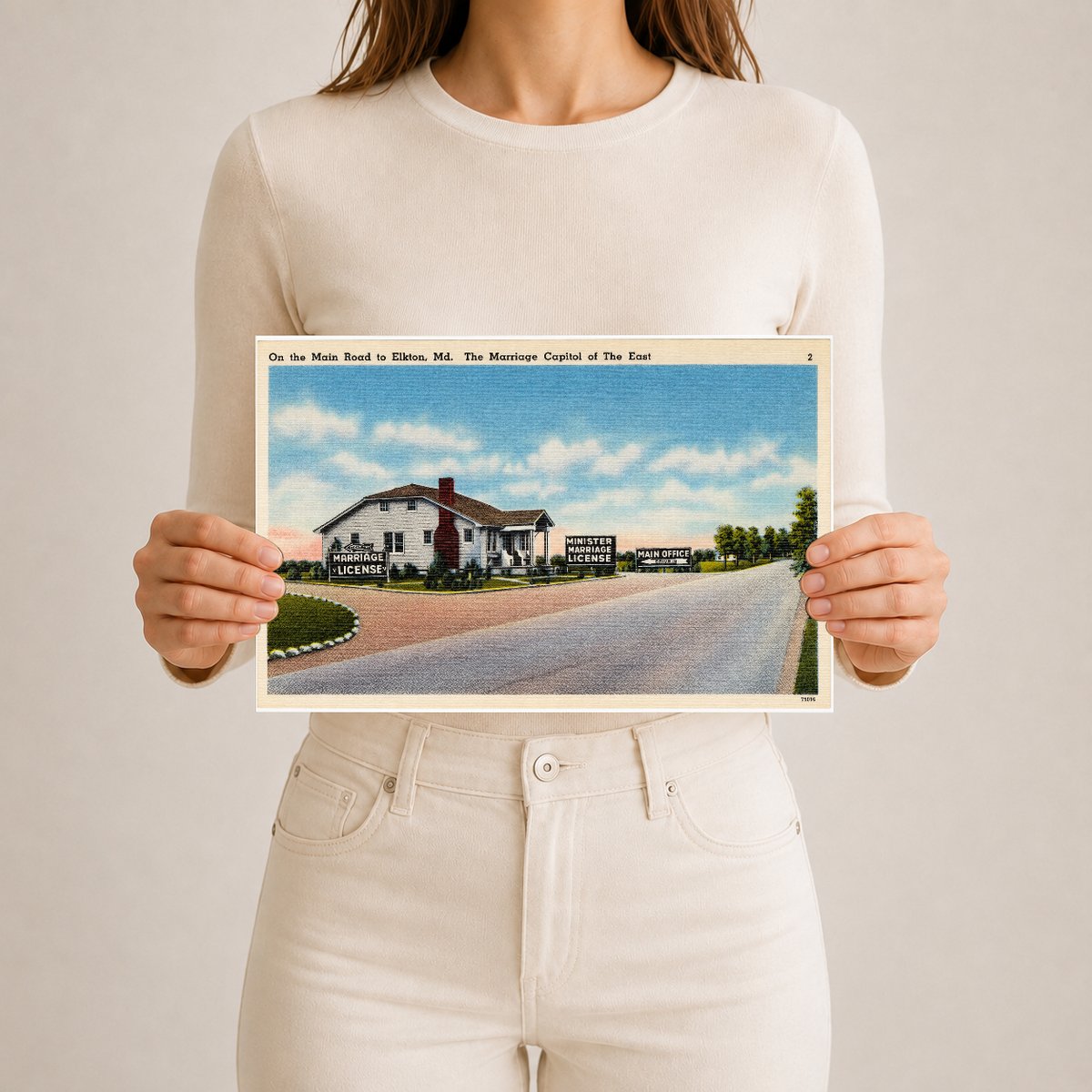 On the main road to Elkton, MD, the marriage capitol of the east — Vintage Maryland Postcard