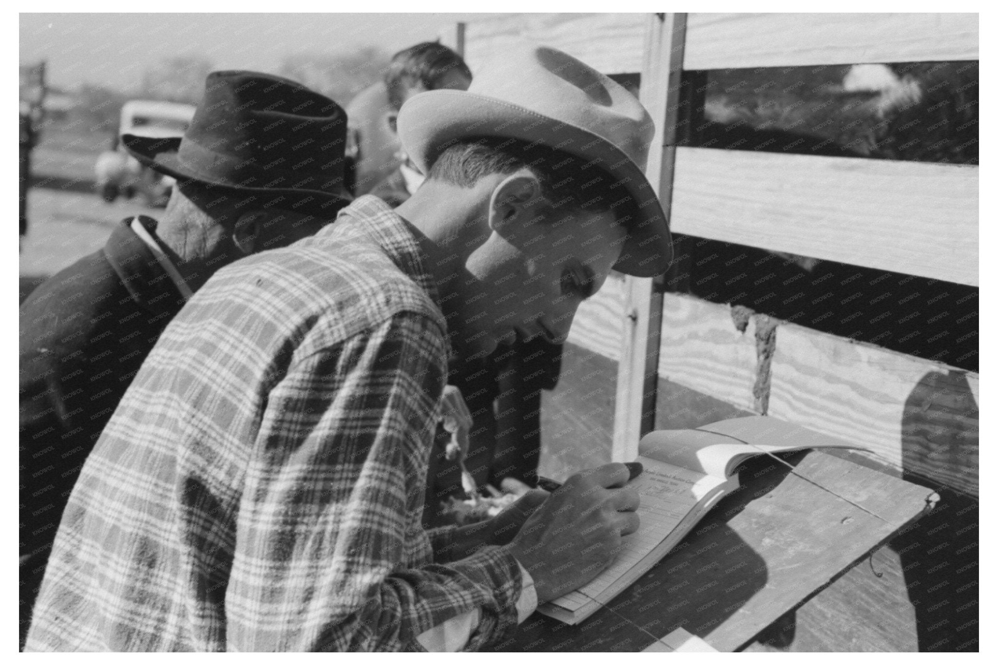 Checker Game at San Angelo Stockyards November 1939 - Available at KNOWOL