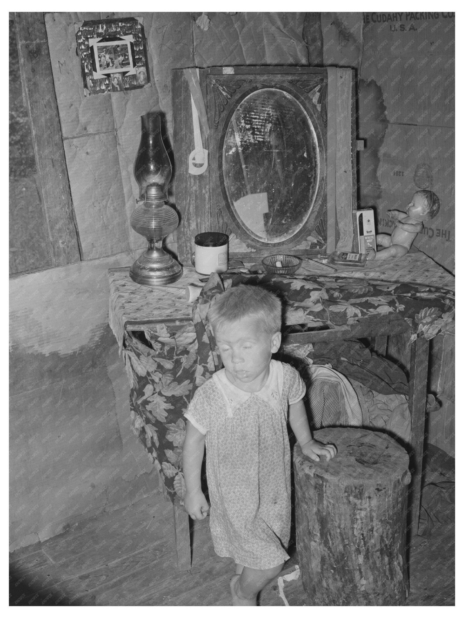 Child at Dressing Table in Vian Oklahoma June 1939 - Available at KNOWOL