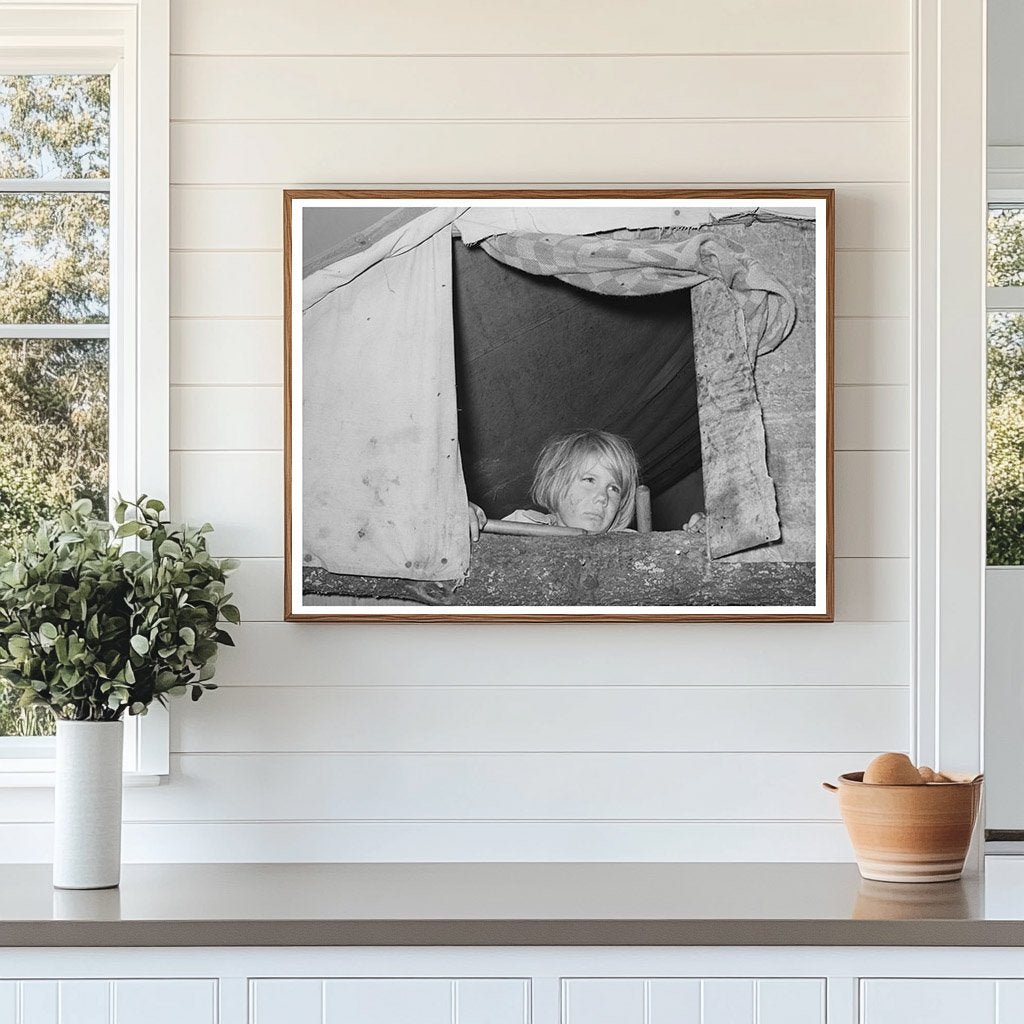 Child at Tent Window in Oklahoma June 1939 - Available at KNOWOL