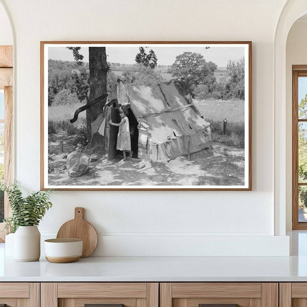 Child by Tent in Sequoyah County Oklahoma June 1939 - Available at KNOWOL