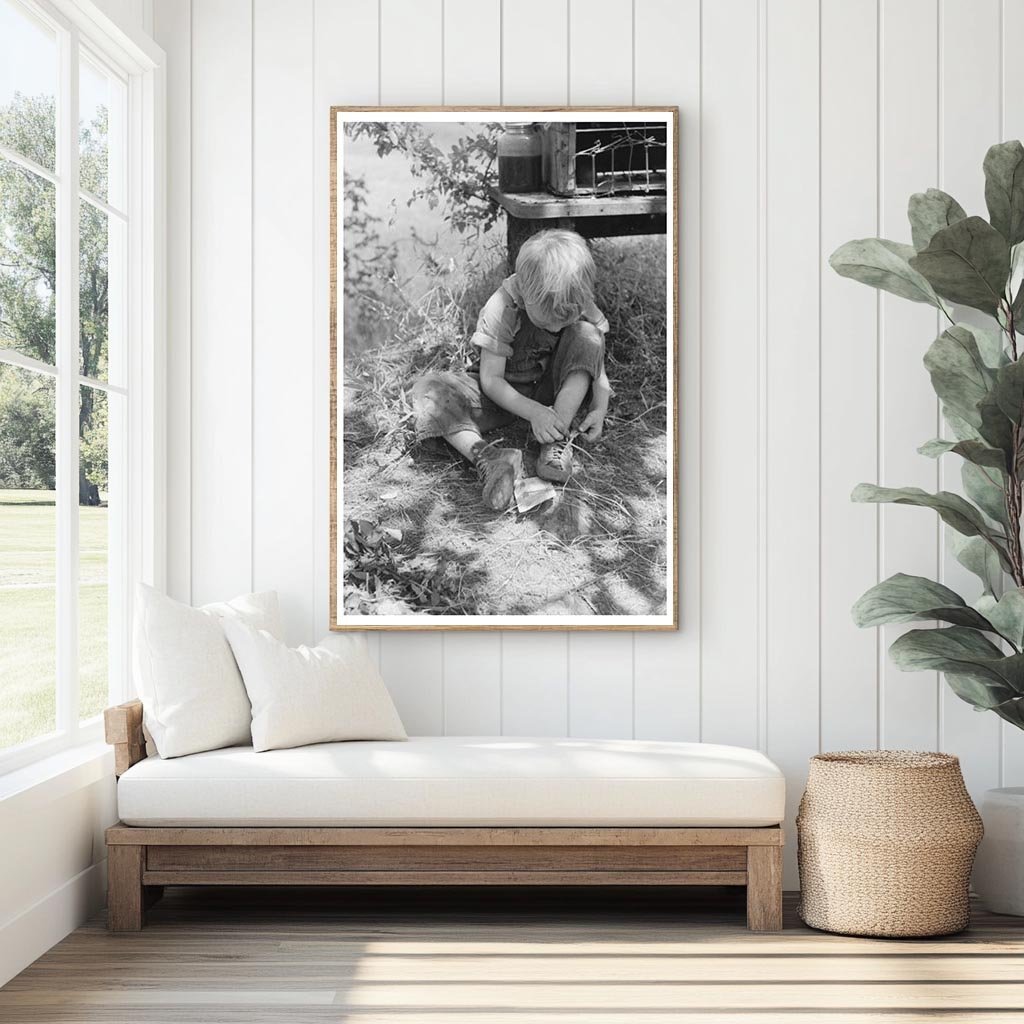 Child Camping Outdoors in Spiro Oklahoma June 1939 - Available at KNOWOL