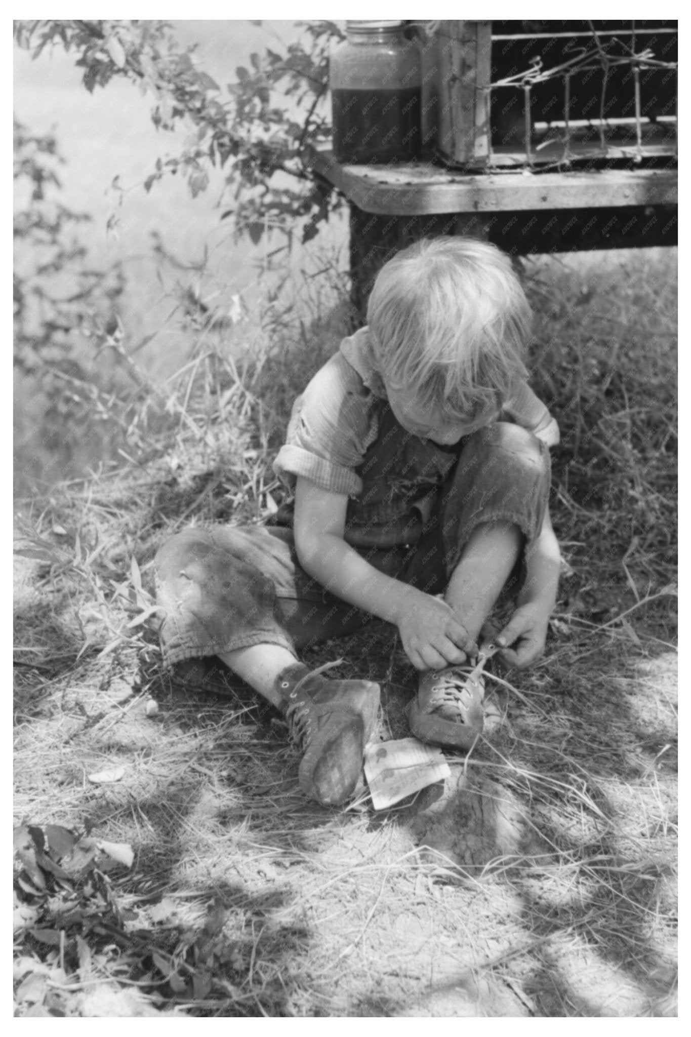 Child Camping Outdoors in Spiro Oklahoma June 1939 - Available at KNOWOL