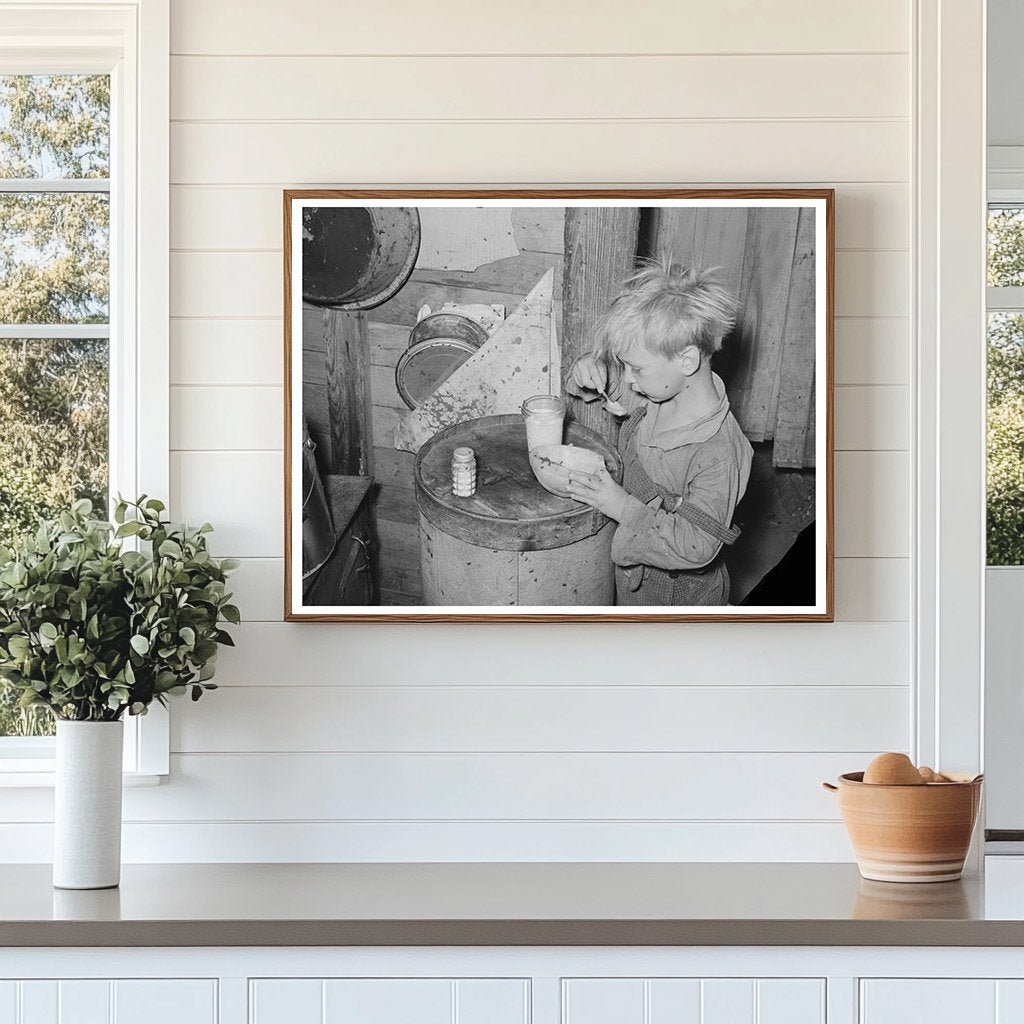 Child Eating Cantaloupe in Oklahoma City Camp July 1939 - Available at KNOWOL
