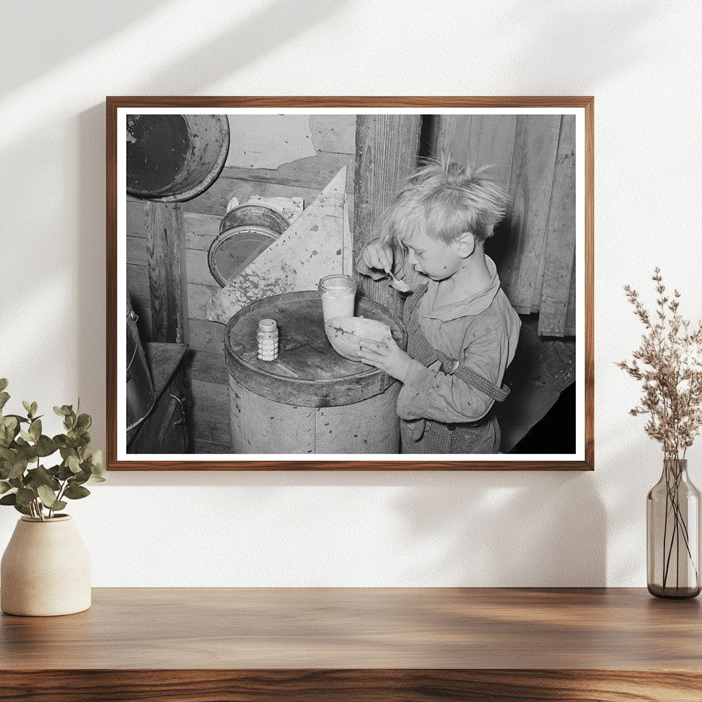 Child Eating Cantaloupe in Oklahoma City Camp July 1939 - Available at KNOWOL